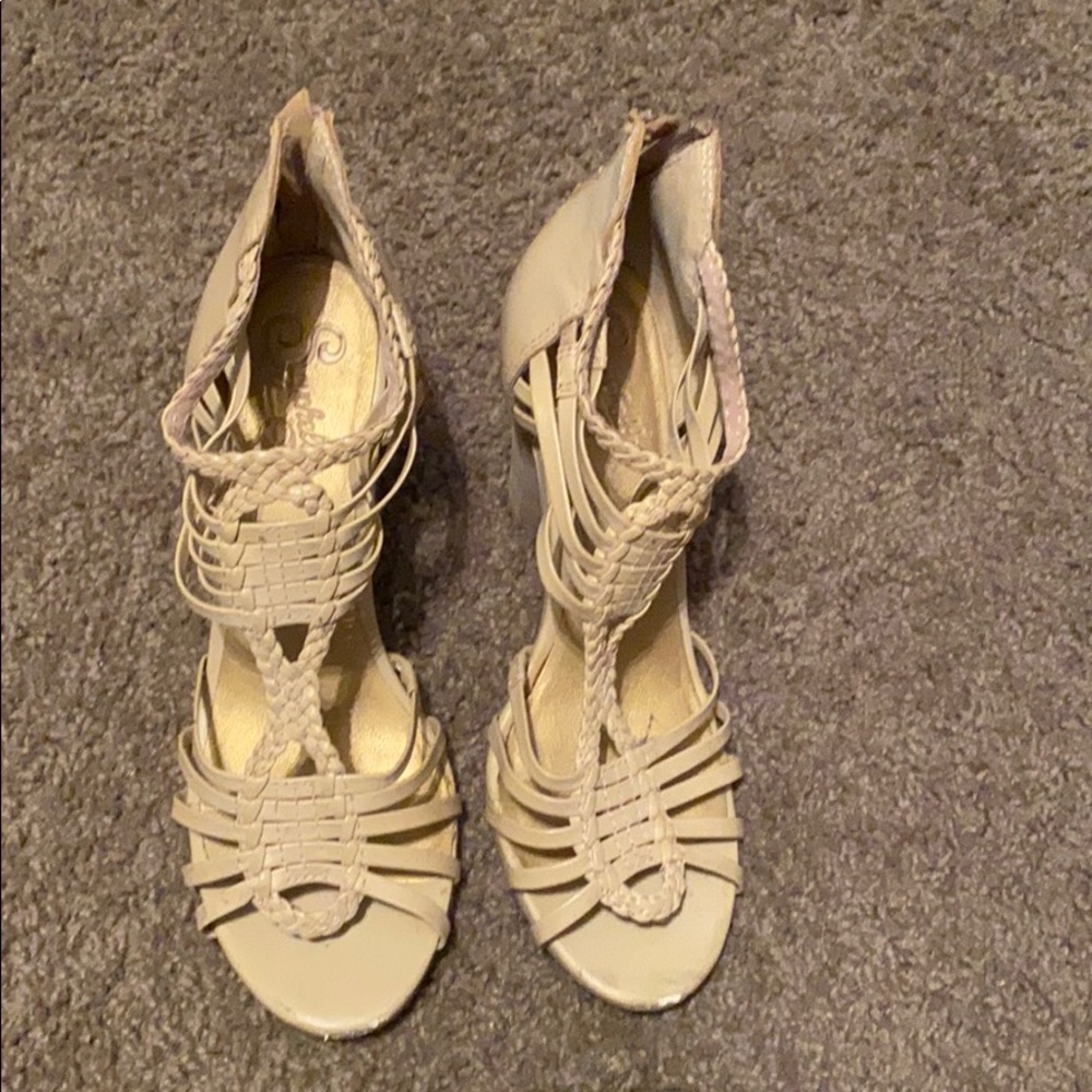 Nude strappy heels